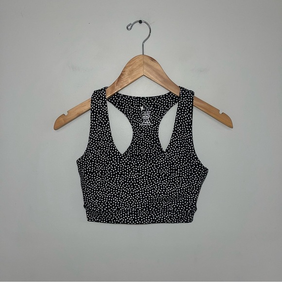 BuffBunny Sports Bra Women's Size XS Black White Spotted Solar Racerback Support - Picture 2 of 6